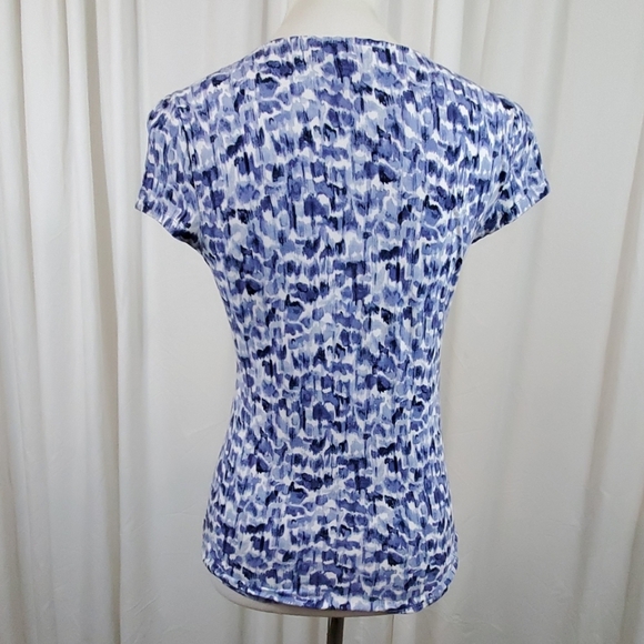 LOFT Blue & White V-Neck Top - Picture 5 of 7